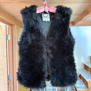 BB Dakota Charcoal Faux Fur Vest